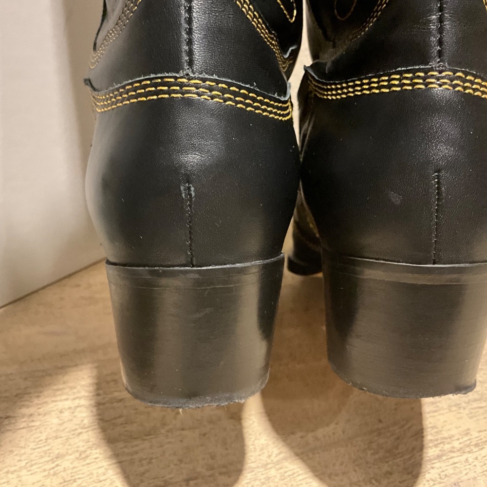 GANNI Mid Shaft Embroidered Western Cowboy Boots High Texas Boot Black Size 40 9 - Picture 15 of 16